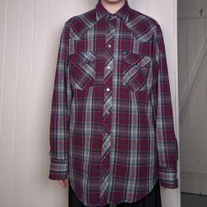 Purple & Blue Plaid Flannel Button Up / Down
